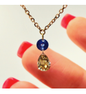 Collar oro amarillo con diamante amarillo y zafiro
