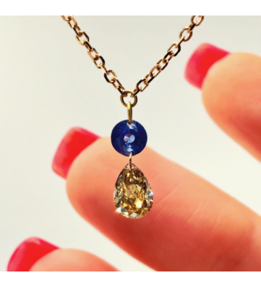 Collar oro amarillo con diamante amarillo y zafiro