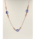 Collar de oro rosa con  diamantes brown y zafiros 